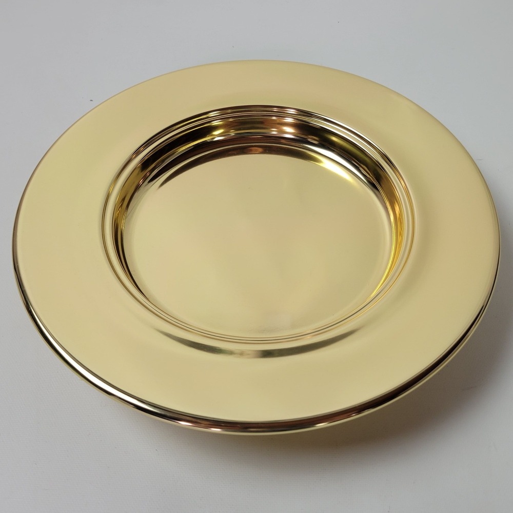 Revell Ware Gold Tone Stacking Communion Tray Bread Plate RW 504 10"